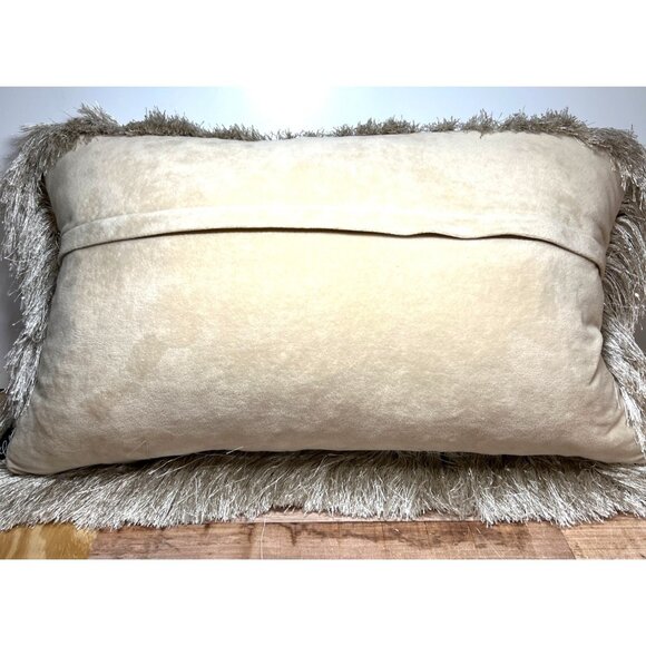 Shaggy Shrimmering Faux Fur Throw Pillow, Heavy, Zipper Cover - Picture 5 of 5